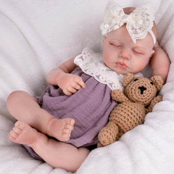Aori Reborn Baby Dolls Clothes 20 inch Purple Outfit Lace Headband for 17-20 Inch Reborn Doll Newborn Girl