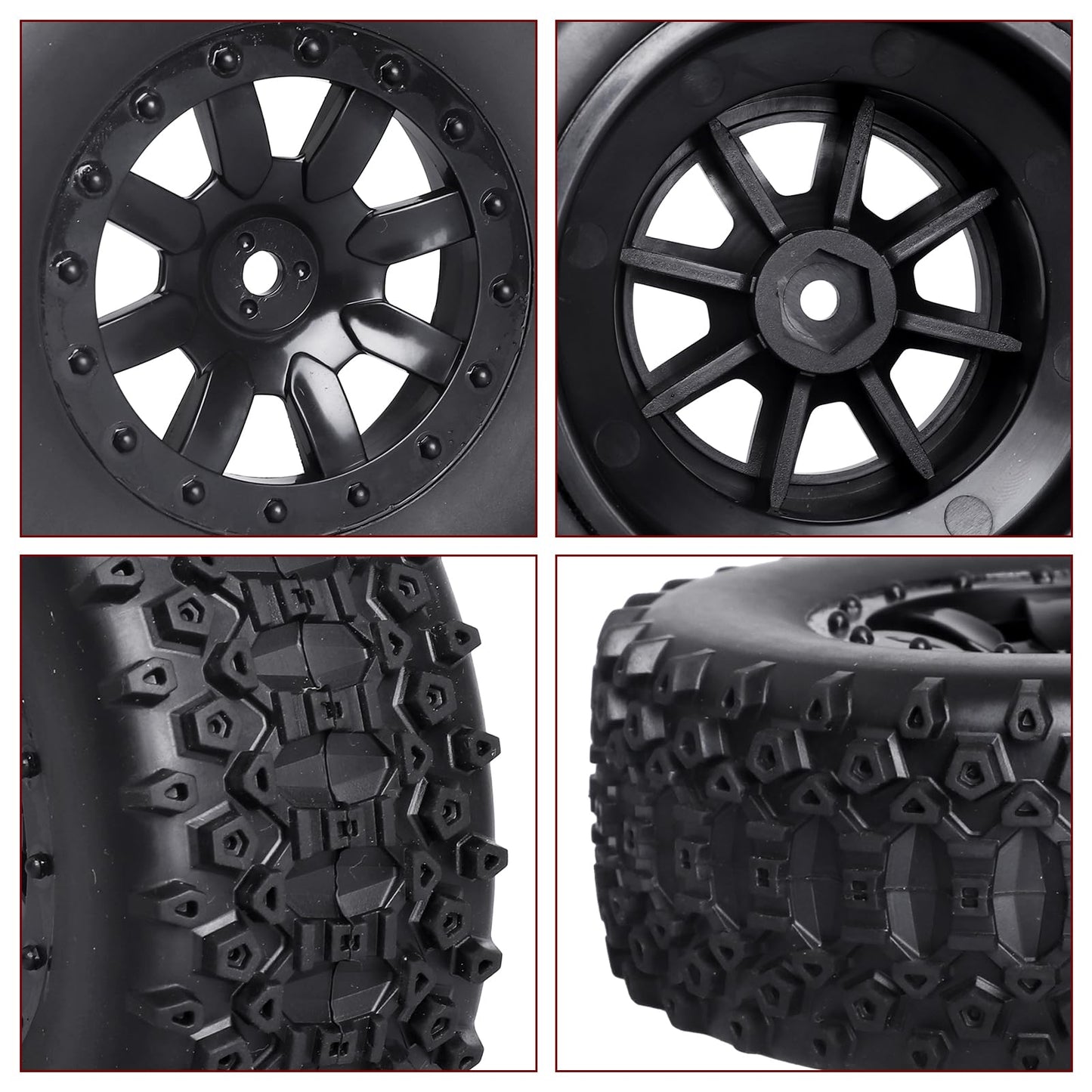 GoHobby Pre-Glued RC SC Tires Wheels for Traxxas Slash 2WD Vxl 4x4 Redcat Blackout XTE TR10, Losi 22S SCT RC Short Course Truck