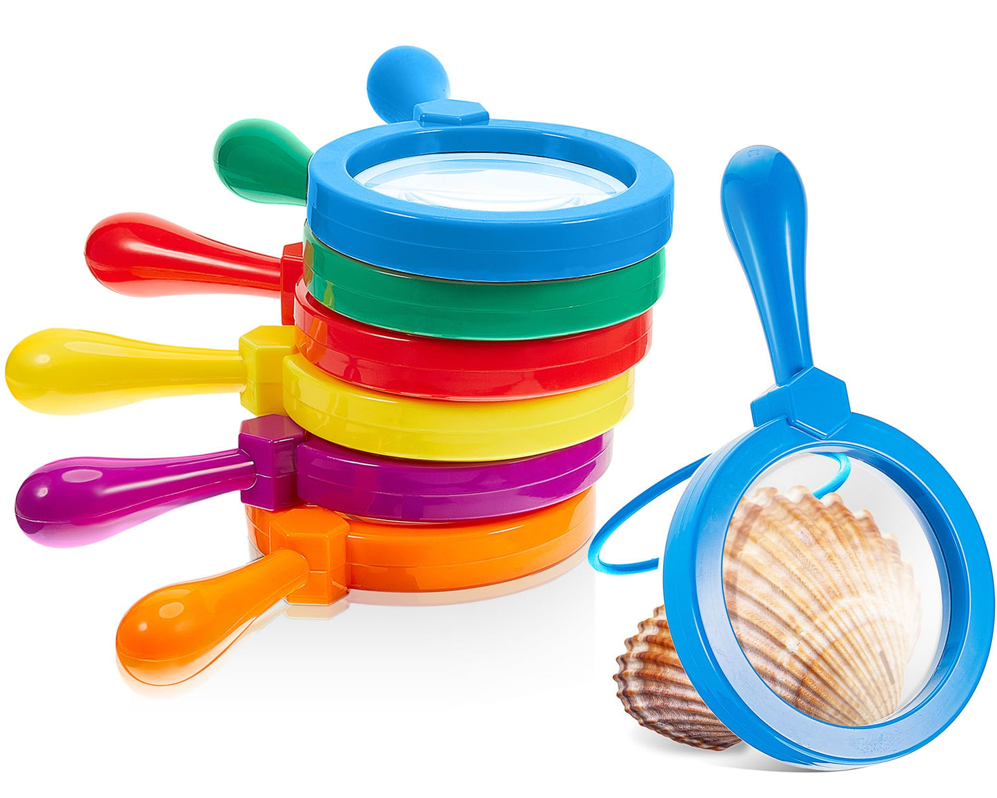 Lewtemi 12 Pack Kids Science Learning Toys Kids Magnifying Glass with Stand Easy Grasp Jumbo Magnifiers 3X Magnification Explora