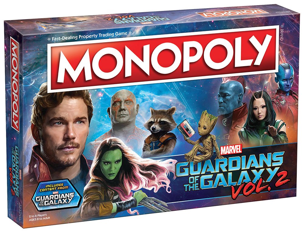 USAOPOLY Guardians of the Galaxy Vol. 2 Monopoly Game - Plastic, Pack 1, White, Model MN011-466