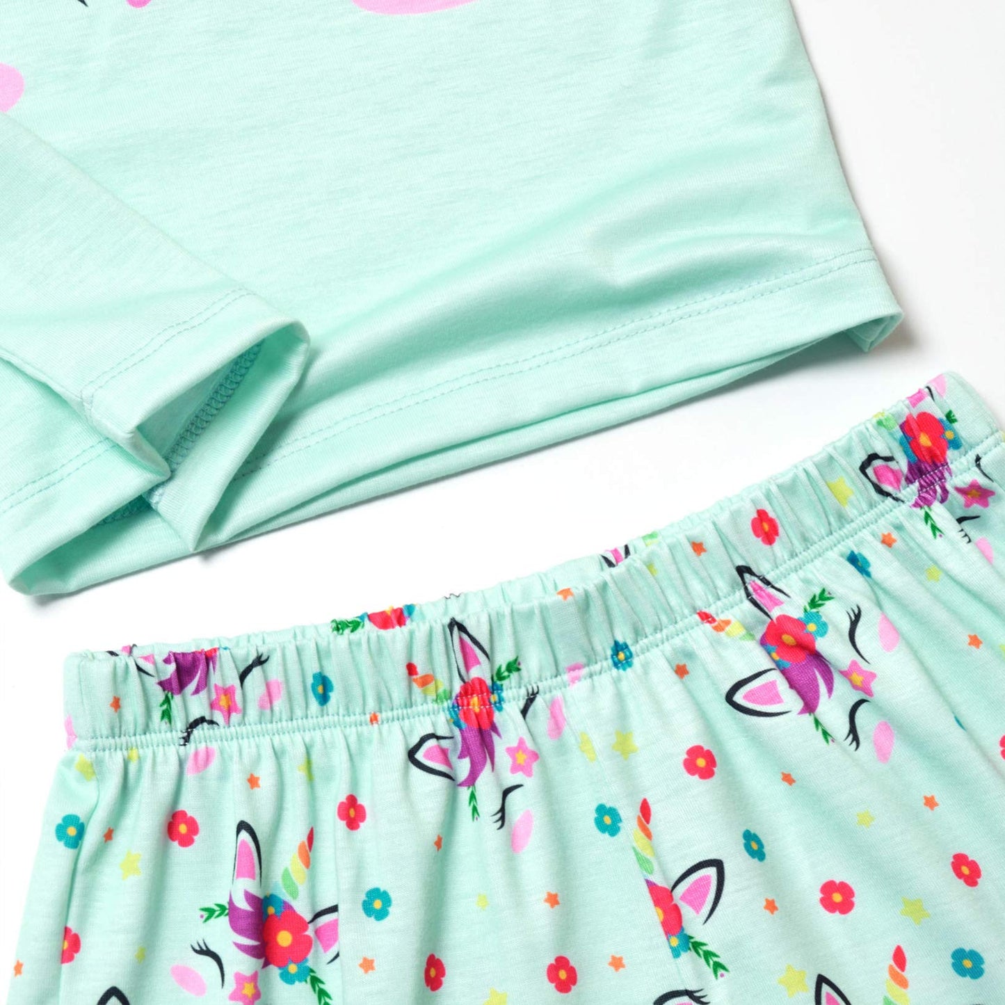 Matching Girls&Doll Pajamas Mint Green Unicorn Pjs Sets 18-Inch Dolls Night Shirts,Size 8 9