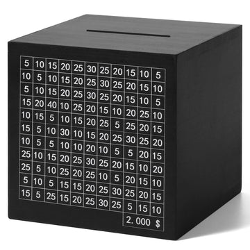 HCHANGEN Wooden Savings Challenge Box for Adults Kids, Wood Coin Piggy Bnak, Must Break to Open Money Box with Counter (Black, 4
