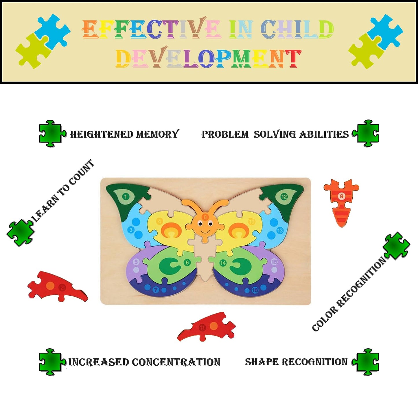 Apexay Wooden Puzzles for Kids, Jigsaw Puzzles for Kids Ages 3-5 Year Old, Preschool Educational Learning Toys Set Wooden Puzzle
