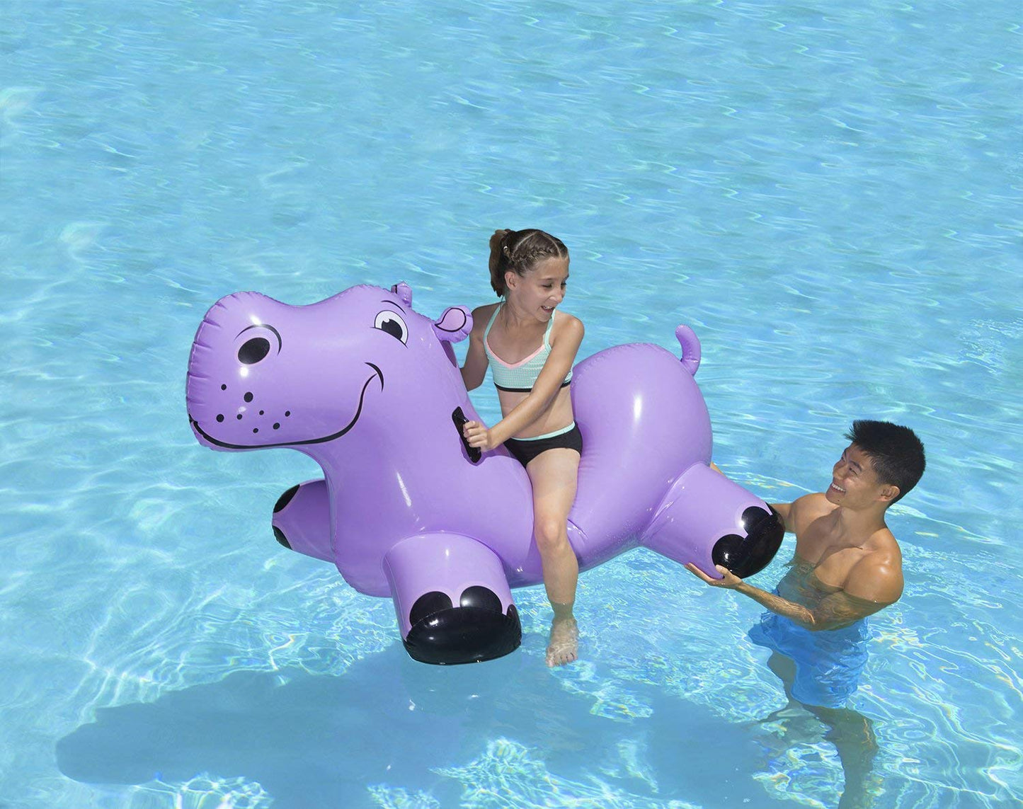 Poolmaster Giant Inflatable Pool Float Happy Hippo Rider Large