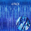 EUFARS Blue Foil Fringe Curtain- 4 Pack of 3.2x8.2ft Blue Streamers Backdrop Curtains for Blue Party Decorations Blue Photo Boot