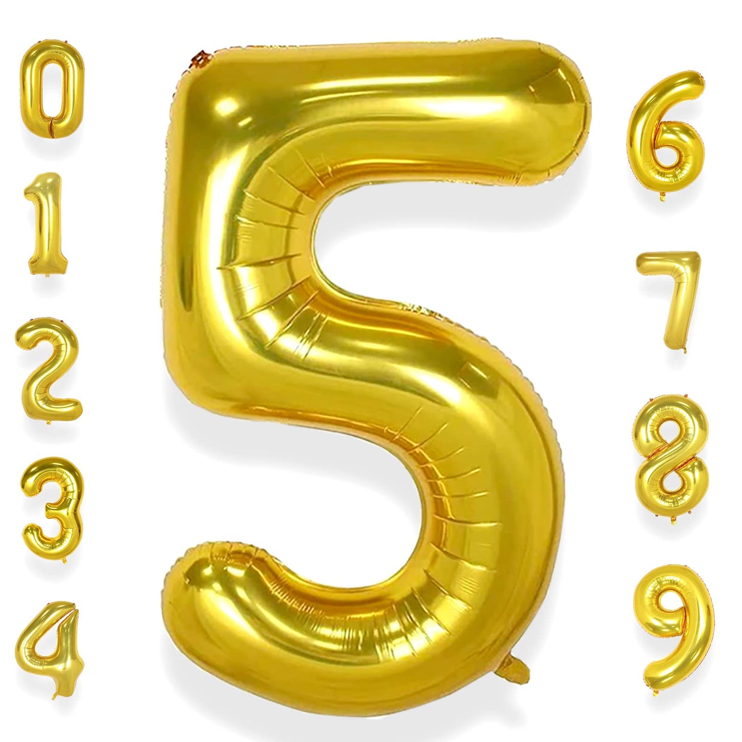 Aule 40 Inch Big Gold 5 Balloon Number Large Foil Helium Number Balloons 0-9 Jumbo Giant Happy 5Th Birthday Party Decorations Fo