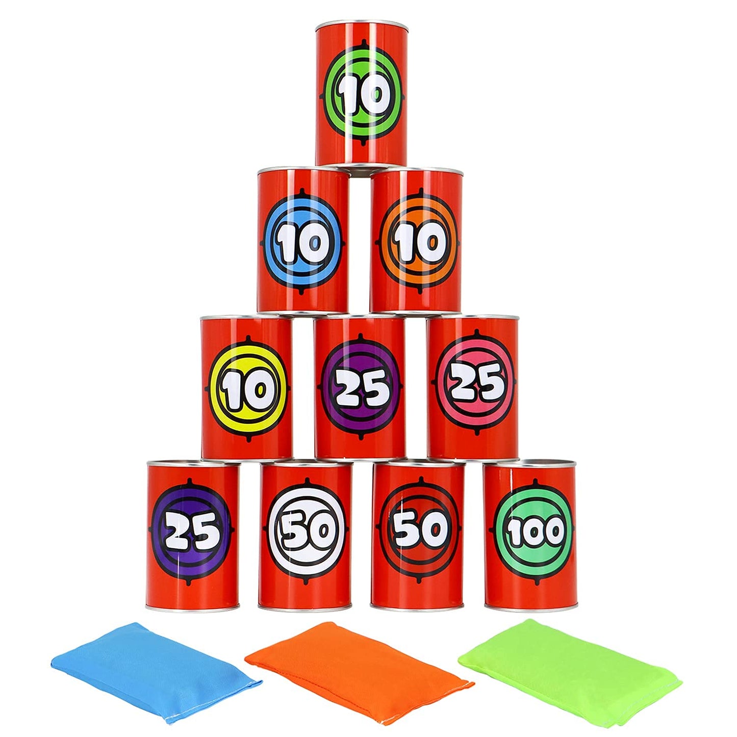 JOYIN 13 Pcs Carnival Party Bean Bag Toss Game  Sturdy Knockdown Can  Birthday Easter Party  Family  Best Outdoor and Indoor Games  Easter Egg Hunt for Classroom Gifts (Number Style)