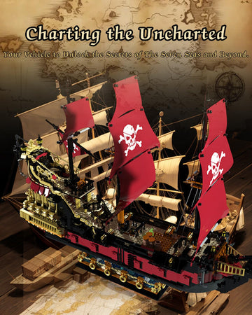 Pirate Ship Building Kit, Queen Anne'S Revenge Pirate Ship Building Set For Adults, Building Toys Gift For Kids Boys 8-12, Compa