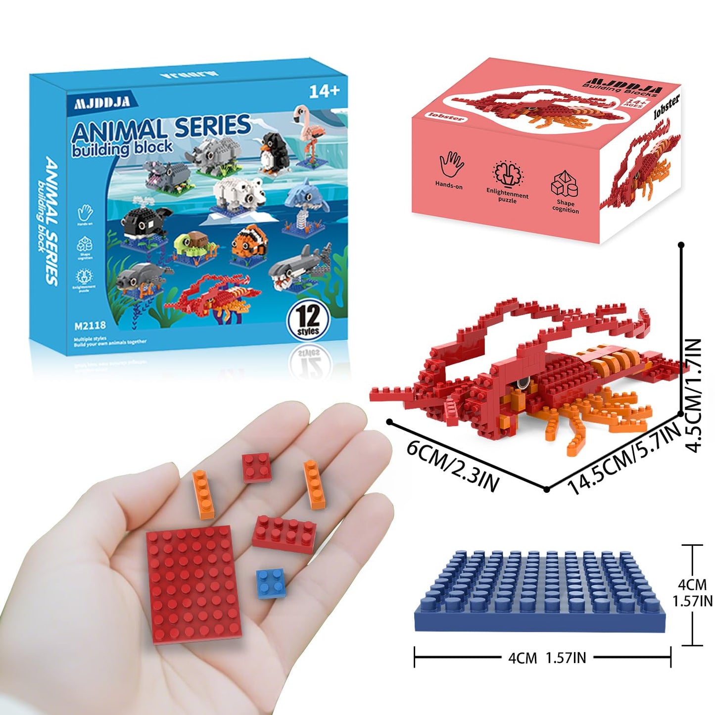 Mjddja Party Favors For Kids, 12 Kinds Of Animals Building Block Toy, Easter Gifts Goodie Bags Stocking Stuffer Classroom Prizes