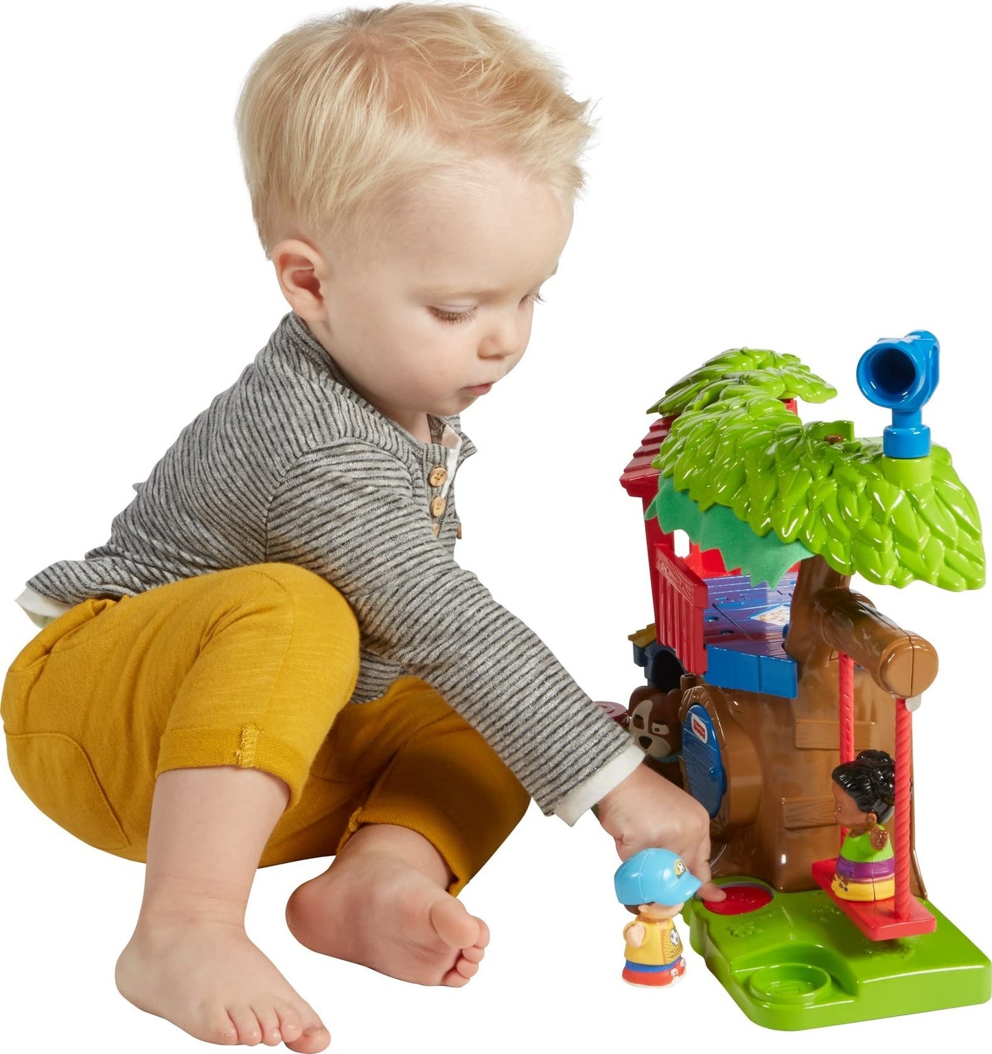 Fisher-Price Little People Toddler Musical Toy Swing & Share Treehouse Playset With 3 Figures For Pretend Play Ages 1+ Years