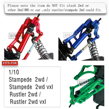 RCMYou RC Front Rear Suspension A-Arms Upgrades Part for 1/10 Rustler VXL/Stampede VXL 2WD,Alloy Arms Hop Ups w/Tie Bar,Replace