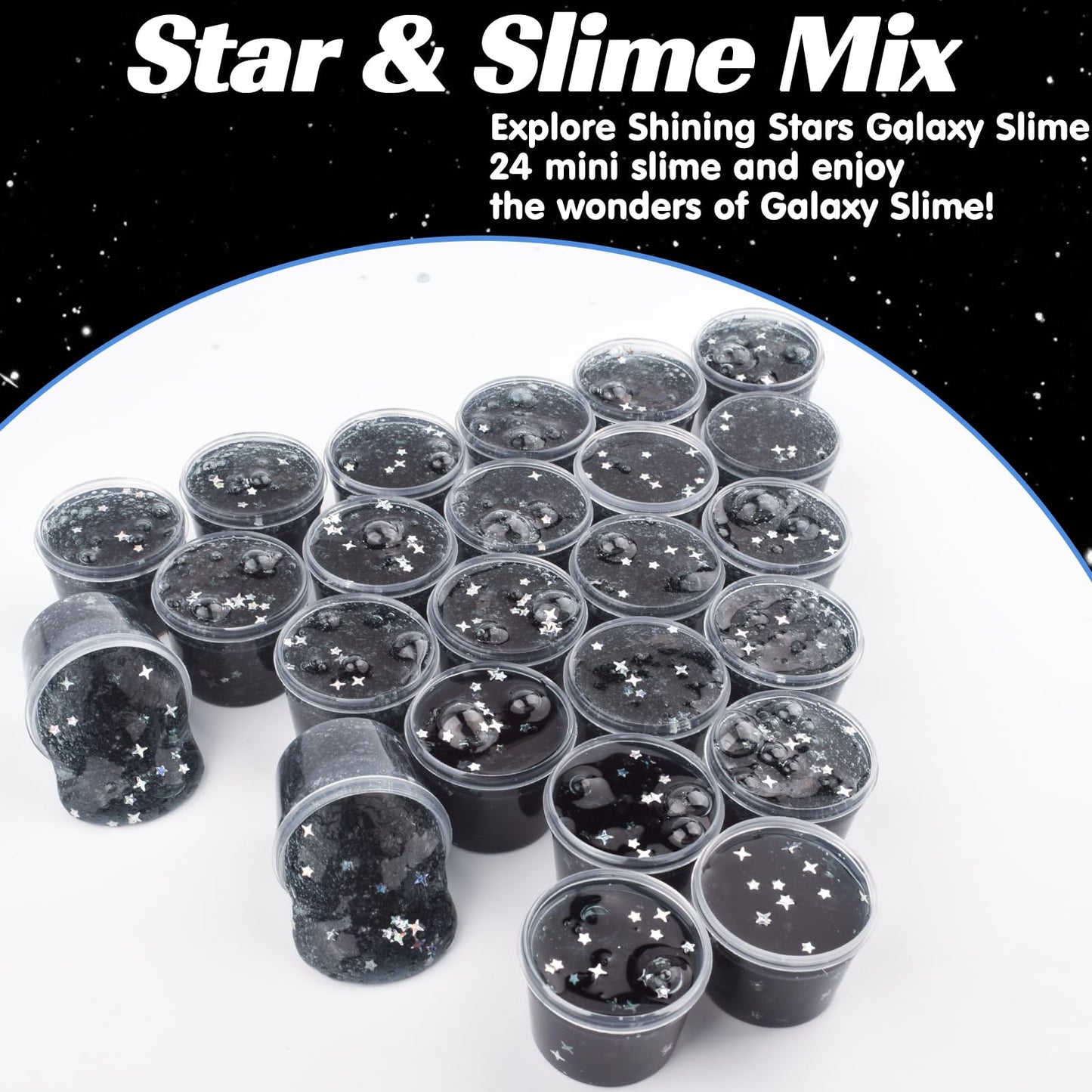 MERMAIDSLIME Galaxy Slime Party Favors, 24 Pack, Non-Sticky, Soft PVA, 6.53x9.5x1.48 inches, Blue, Ideal