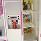 PowerTRC Doll Kitchen Play Set, Mini Modern Toy Kitchen Pretend Play Furnitures Toy Set Accessories Set with Realistic Light & S
