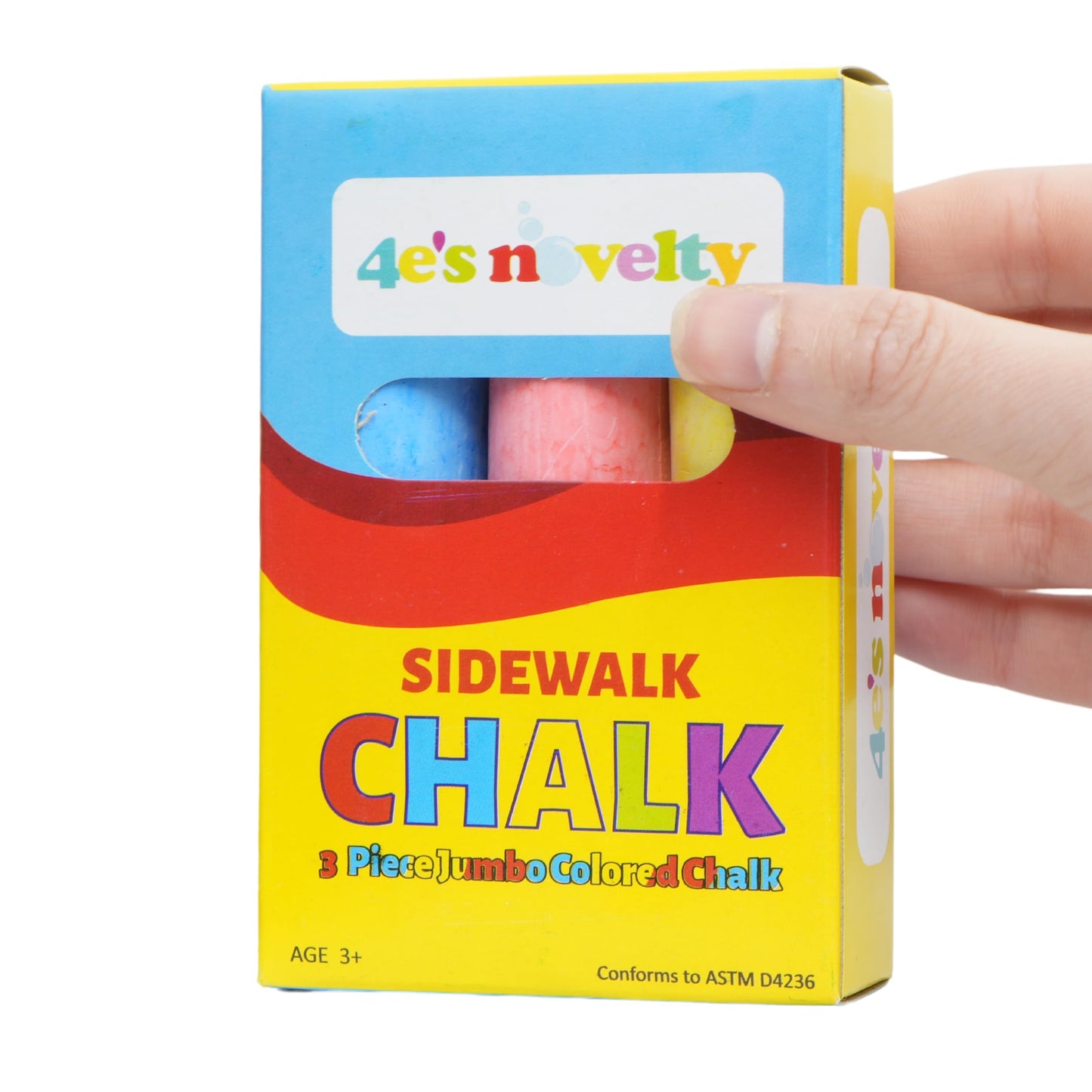 4E'S Novelty 3 Boxes Sidewalk Chalk Party Favors For Kids, 3 Jumbo Chalk Sticks In Each Box, Sidewalk Chalk Bulk Individual Packs, Easter Basket Stuffers Toddlers Summer Gift Toy