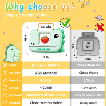 Hopeeye Talking Flash Cards For Toddlers Toys For Ages 2-4, Learning Toys For 2 3 4 5 Year Old Boys, Autism Pocket Speech Therap