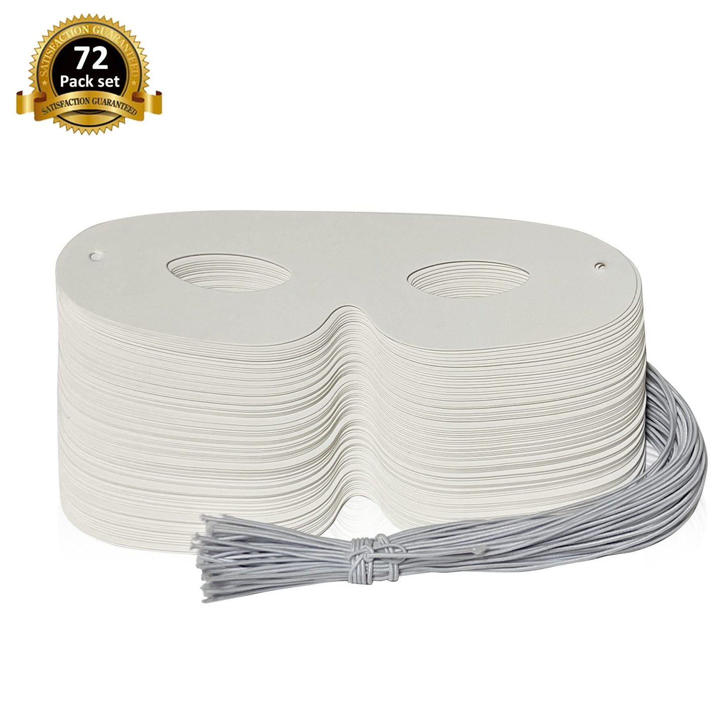 Lependor 72 Pack White Paper Eye Masks, Plain Masquerade Mask DIY Blank Masks Decorate for Costume Party, Halloween Party - 72 P