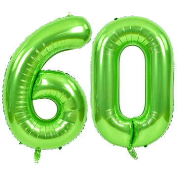 Toniful 40 Inch Large Green Number 60 Balloons Giant Digital 60 Helium Balloons, Foil Mylar Big Number Balloons For 60Th Birthda