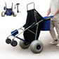 CRESTWALKER Beach Cart with 13 Balloon Wheels, Collapsible Buggy for Sand, Holds 4 Folding Chairs, Blue & Black & Grey
