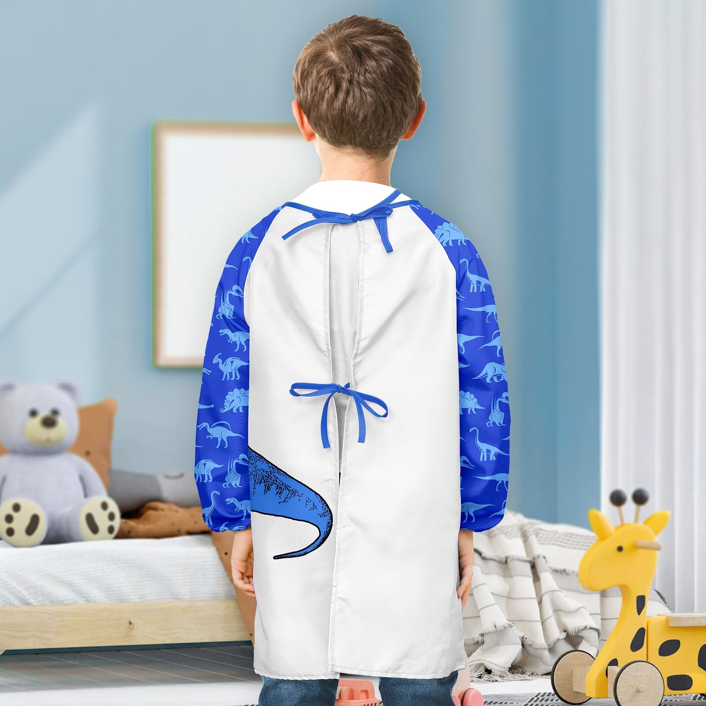 Sylfairy Kids Art Smocks For Painting, Waterproof Artist Rainbow Unicorn Aprons Paint Smocks Toddler Apron Smock For Child (Blue