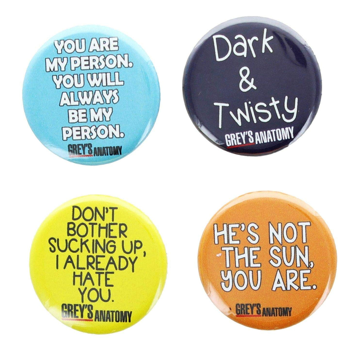 Set of 4 Collectible Greys Anatomy Pins - 1.25 Inch by Ata Boy