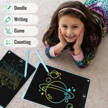 2 Pack 12 Inch Lcd Writing Tablet For Kids, Electight Colorful Doodle Board, Eye Protection Drawing Tablet With Lock & Erase Fun