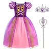 ROSADAGE Princess Costumes Halloween Cosplay Party Dress Up for Little Girls with Accessories (Purple, 110)
