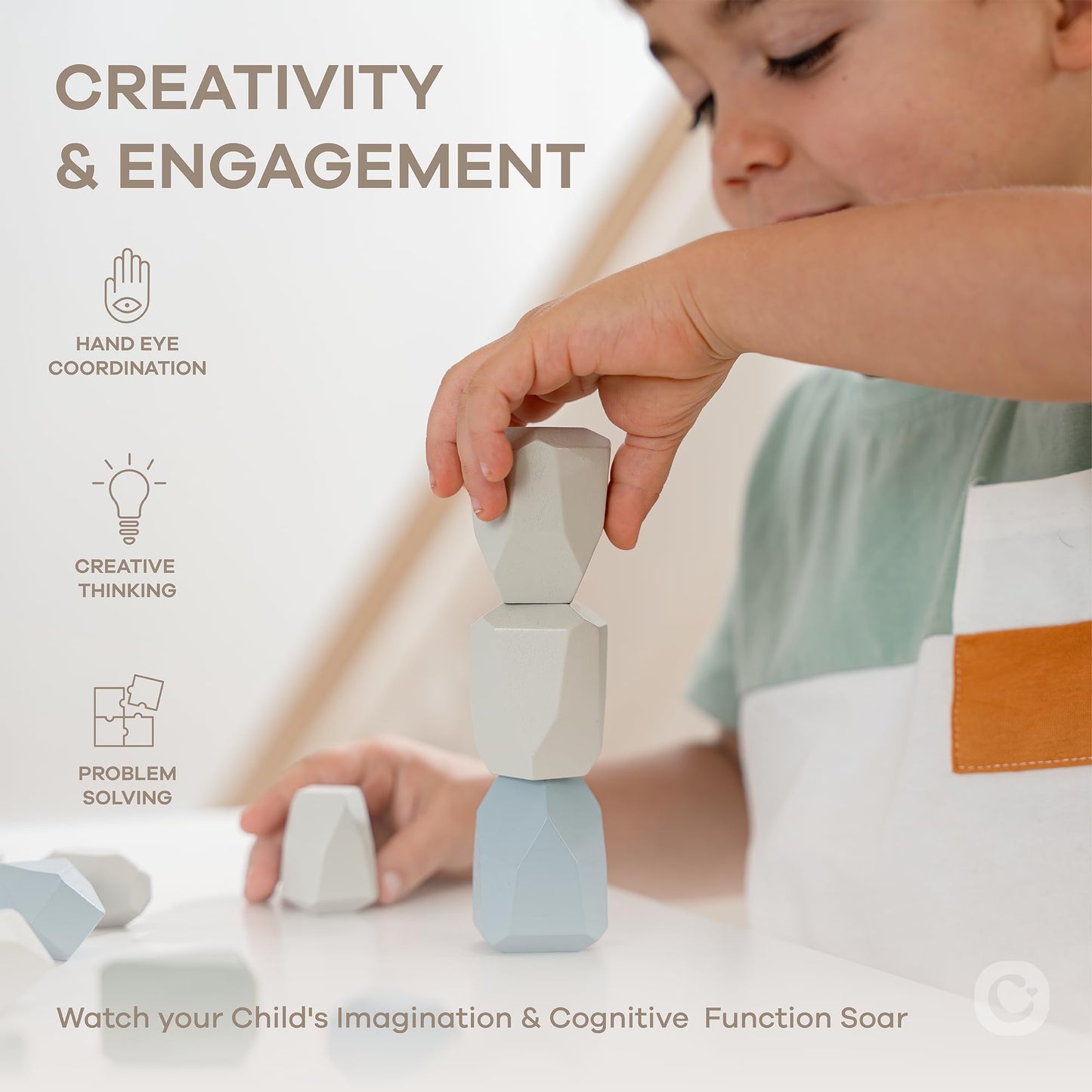 Comfy Cubs Stacking Rocks 36 Pieces, 36 Months+, Educational Toddler Stacking Blocks, Promotes Imagination, Balance & Fine Motor