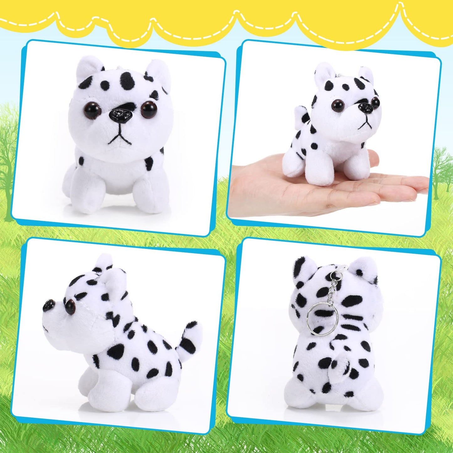 Sumind 9 Pcs Valentine Mini Plush Dog Stuffed Animals Bulk Dog Plush Party Favors Small Soft Plush Dog Toy For Easter Goodie Bag Fillers Baby Show Birthday(Dalmatian)