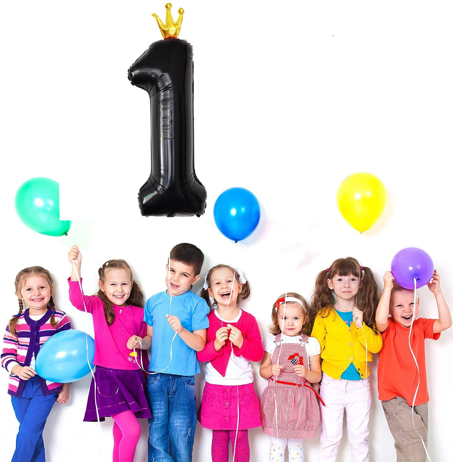 Gifloon Black Number 1 Balloon With Crown, Large Number Balloons 40 Inch, 1St Birthday Party Decorations First Birthday Sign Dec