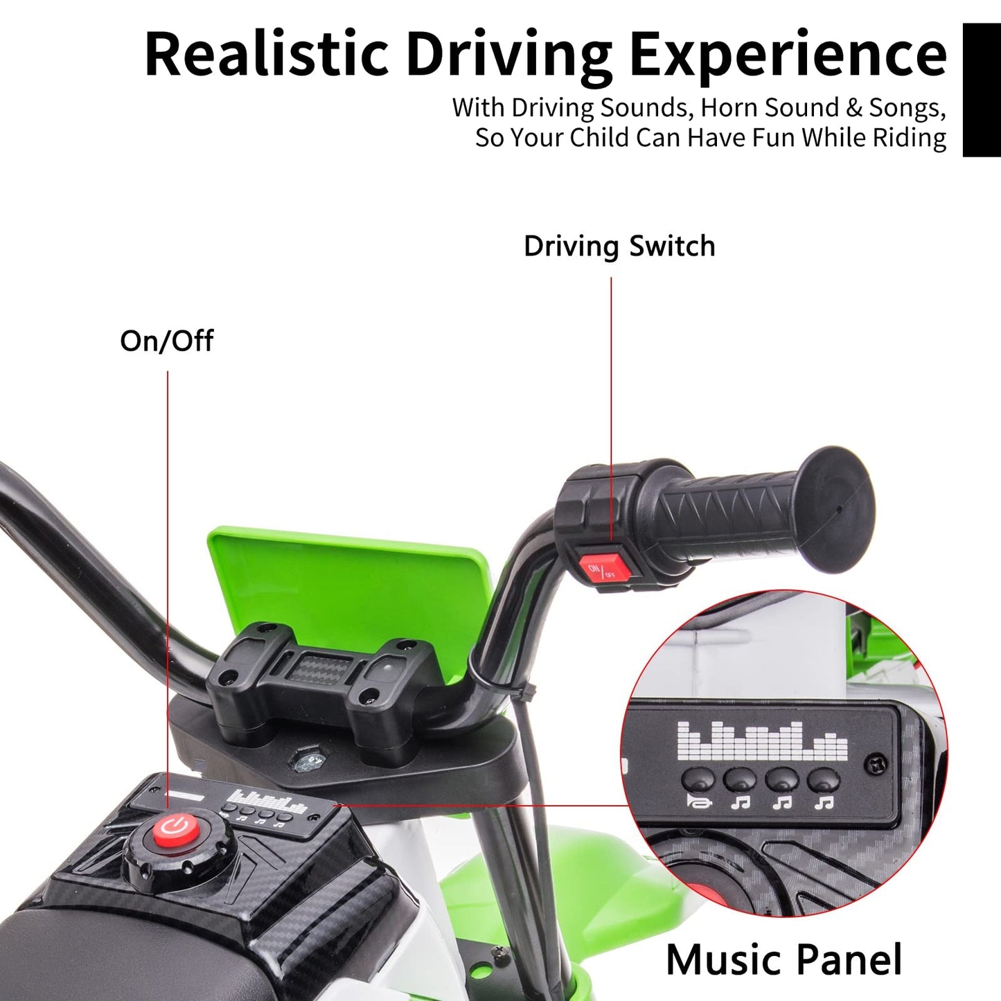 Aokoy Electric Dirt Bike For Kids 12V Battery Powered Electric Motorcycle For Kids Ride On Toy Rechargeable Electric Motorbike W