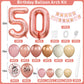 Dagelar Rose Gold 50th Birthday Decorations Kit - Balloon Arch, Number 50 Foil Balloons & Banner for Women’s 50th Party Celebration