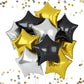 Black Gold Foil Star Balloons, 18 Inches Star Foil Balloons For Helium, 10 Pcs Black Gold Silver Helium Birthday Balloons, Party