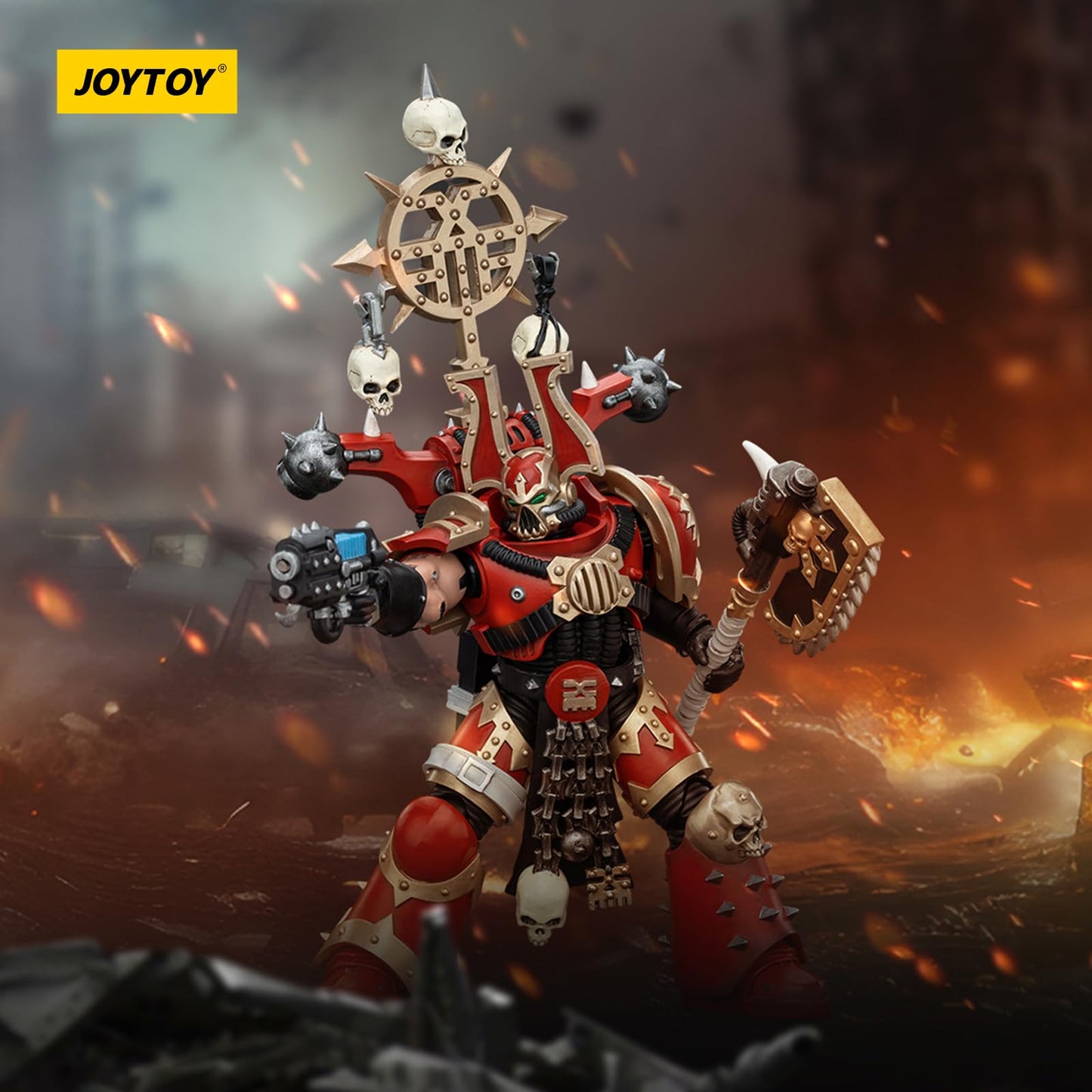 JOYTOY Warhammer 40k World Eaters, World Eaters Khorne Berzerker with Berzerker lcon 1/18 Action Figure, Dedicated to You Who Lo