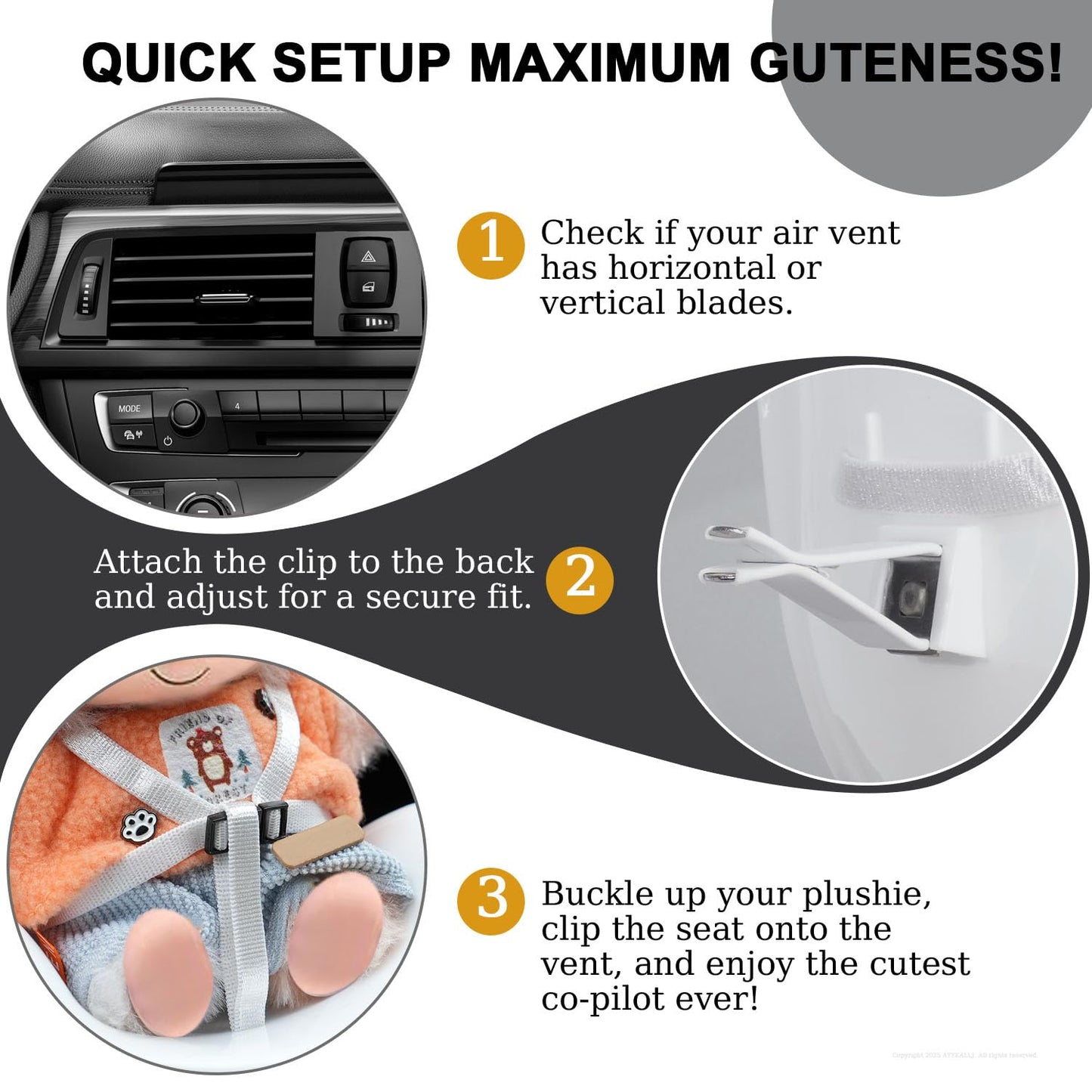 Doll car seat Compatible with Labubu, Vent Clip for 10-17cm Blind Box Toys, Secure Doll Seat with Adjustable Safety Strap & Airf