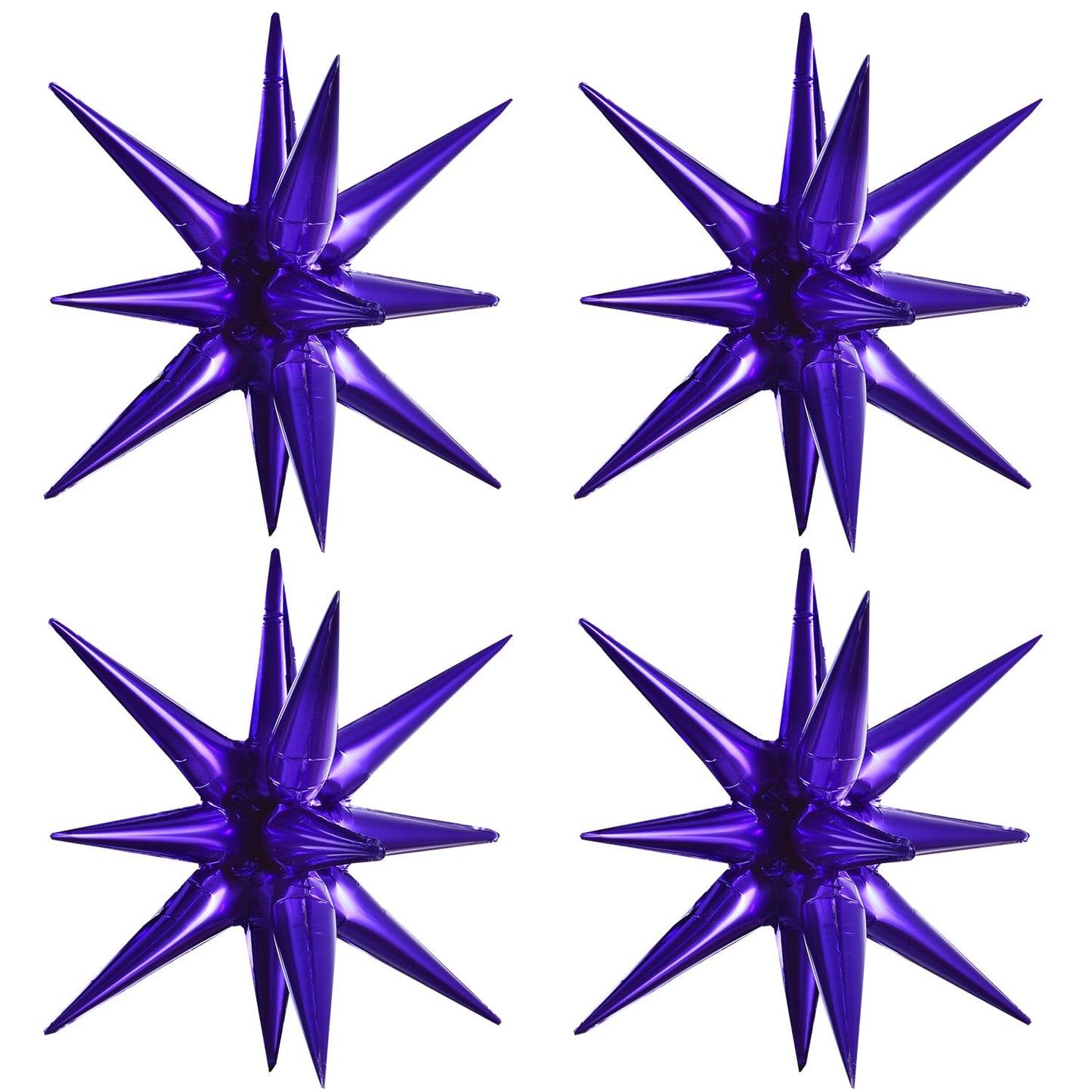 Toniful 4 Pcs 22Inch 4D Dark Purple Explosion Star Mylar Balloons 14Point Purple Star Balloons For Party Backdrop Christmas,New
