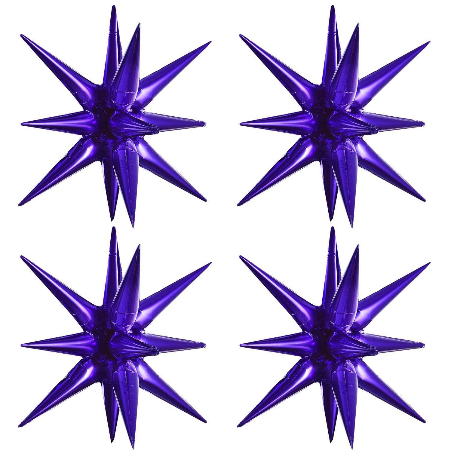 Toniful 4 Pcs 22Inch 4D Dark Purple Explosion Star Mylar Balloons 14Point Purple Star Balloons For Party Backdrop Christmas,New
