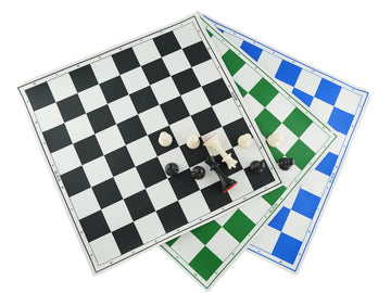 Playminds 18 X 18 Professional Tournament Chess Set With Green,Black Blue Vinyl Foldable Chess Board Game With Solid Plastic