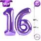 16 Balloon Number, Purple Number 16Th Birthday Balloons 40 Inch, Sweet 16 Years Old Purple Birthday Decorations For Boys Girls,