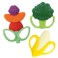 Infantino Farmers Market Teether Gift Set - Set Of 3 Bpa-Free Fruit & Veggie Textured Silicone Teethers For Soothing Sore Gums, 