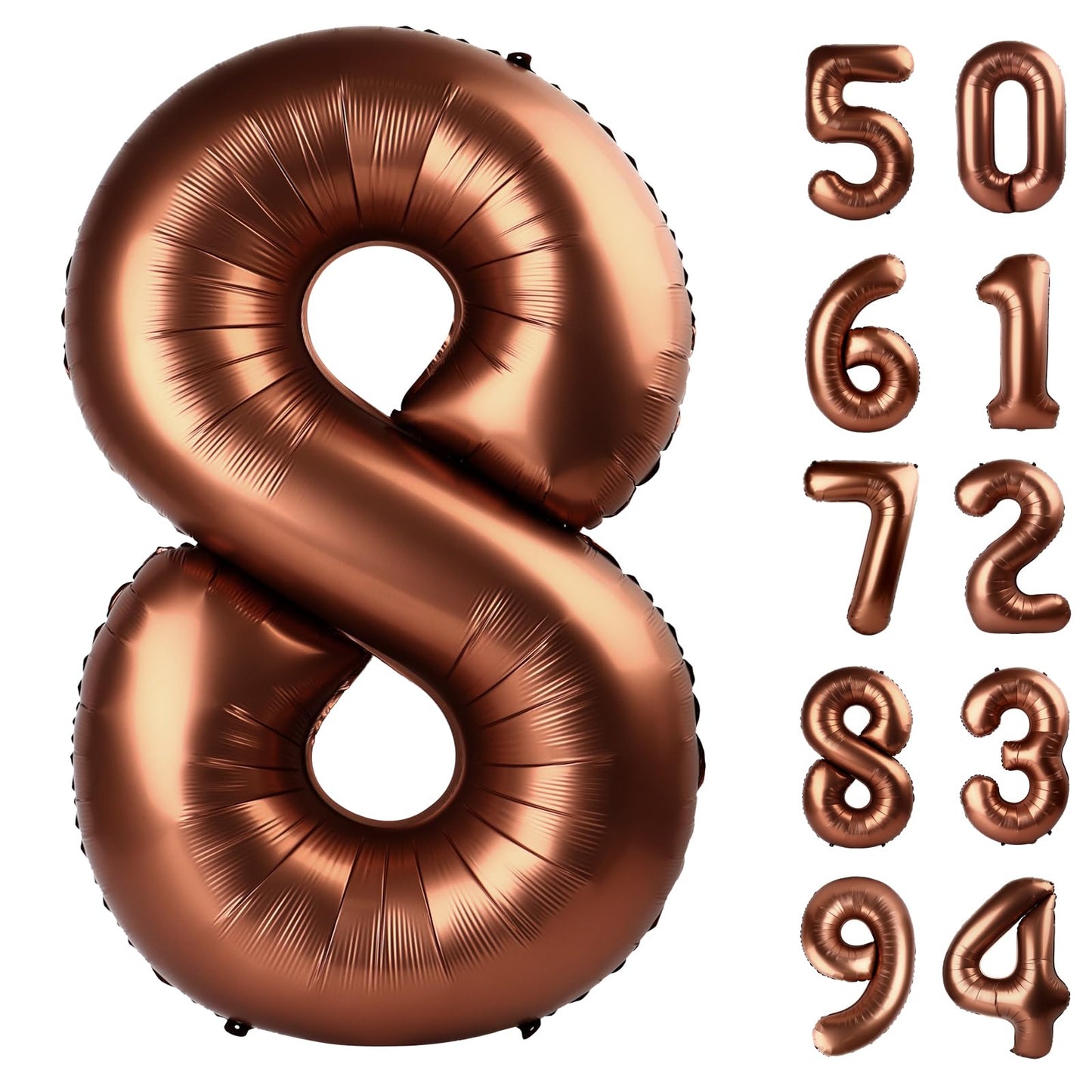 IWERP Mylar Foil Number 8 Balloon, 40 Inch Coffee Brown Birthday Decoration for Boys and Girls