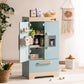 Robotime Toy Kitchen Wooden Fridge, Play Refrigerator For Kids & Toddlers, Wooden Fridge Freezer Set With Ice Maker And Foods, P