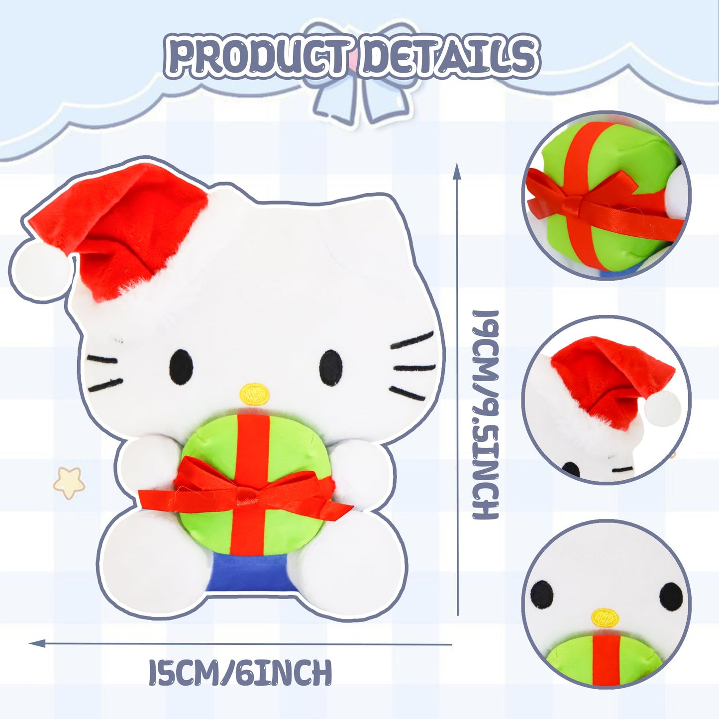 Coaqac 8-Inch Christmas Cat Plush Toy - Perfect, Christmas Decorations, And Stocking Stuffers