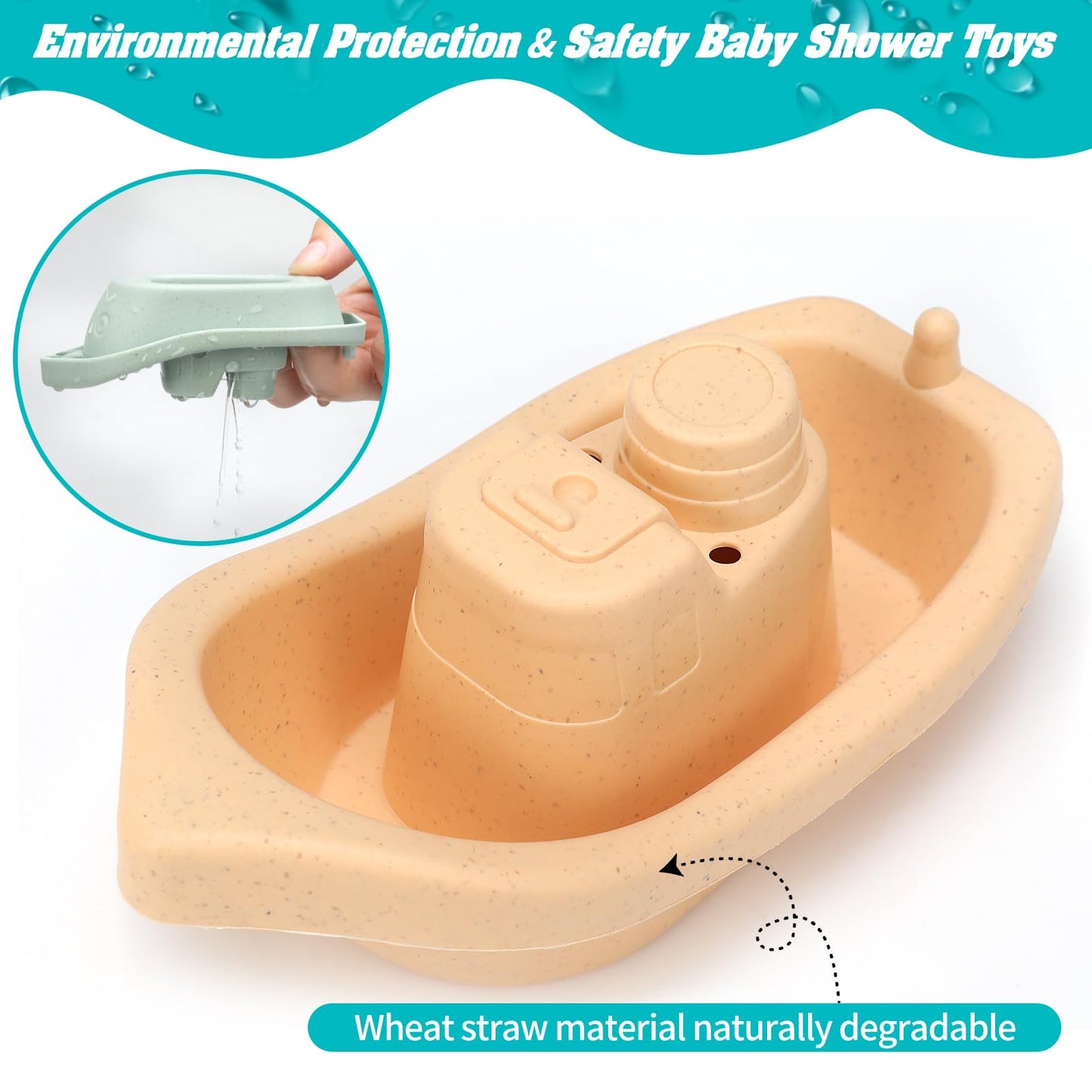 Hyszxus Bath Toys Floating Boats With Silicone Bathtub Toys,9Pcs Mold Free Baby Bath Toys For Infants 6-12-18 Months,Water Table Toys For Toddlers 1-3,Shower Toys Pool Toys For 1 2 3 4 Boys Girls Kids