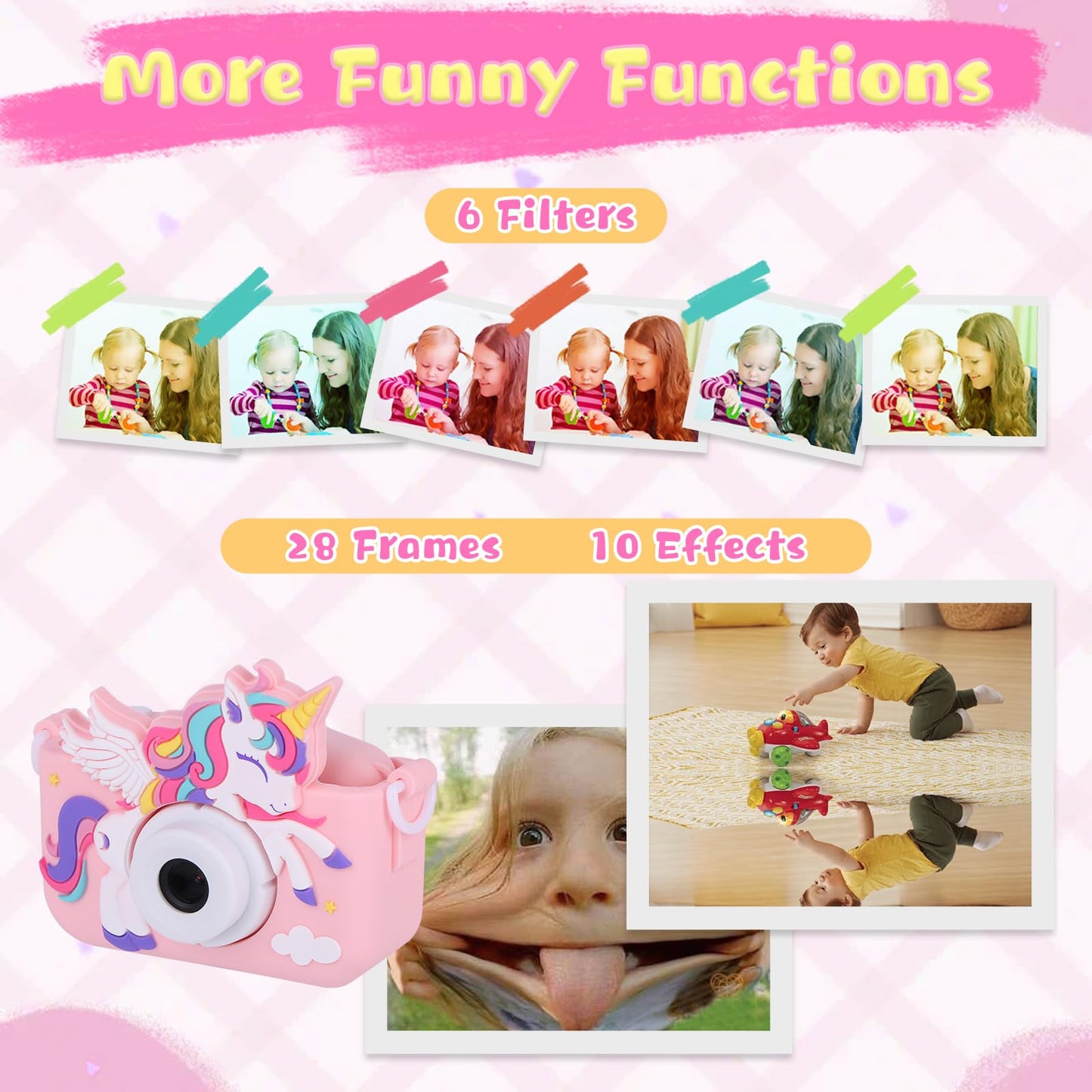Envyvip Unicorn Toys Camera For Kids Girls Age 3-8, Toddler Kids Digital Camera Christmas Birthday Gifts For 3 4 5 6 7 8 Years O