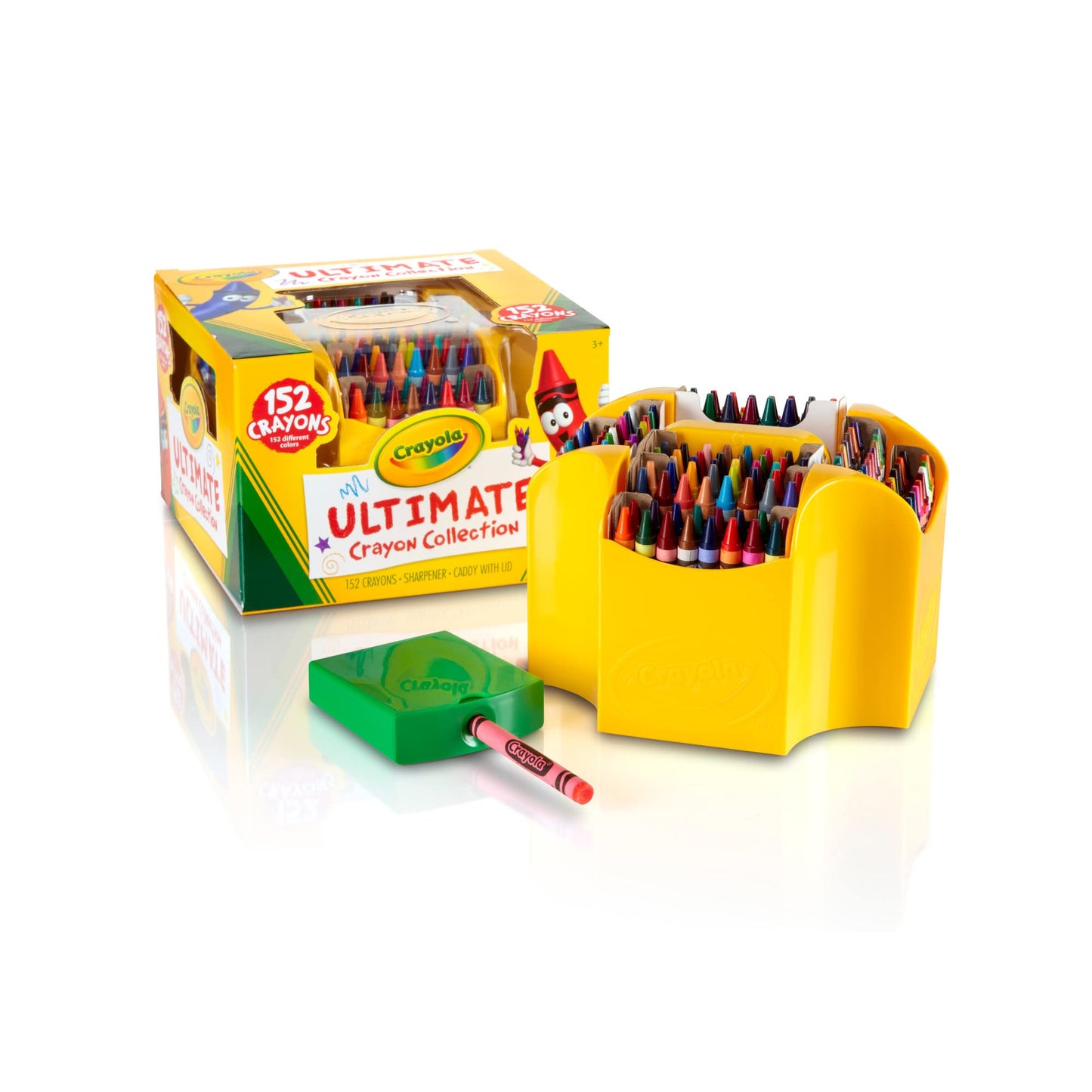 Crayola Ultimate Crayon Caddy Set, 153 Pieces, Includes Lid & Sharpener, Multiple Colors, Model 520030