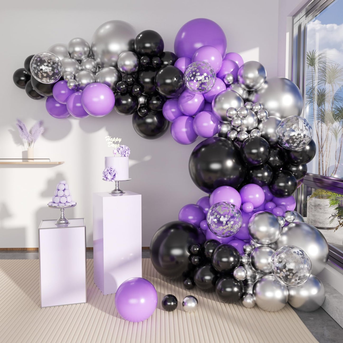 Moxmay 102 Pieces Puprle Balloons 18In 12In 10In 5In Different Sizes Party Balloon Kit For Birthday Halloween Christmas Wedding