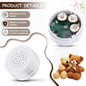 3 Pcs Voice Recorder For Stuffed Animal, Voice Recorder Box Stuffed Bear Mini Voice Recorder Device, Diy Custom Voice Message Toy Voice Recorder For Baby Dolls, Plush Toys And Pillows (30S Edition)