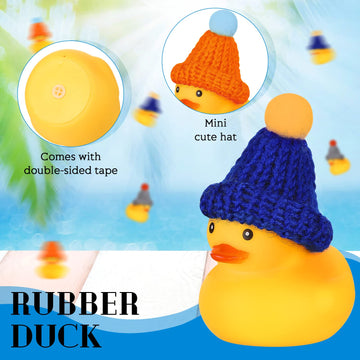 Chivao 12 Pcs Rubber Ducks With 12 Sunglasses/ Hats/ Headwear/ Scarf Small Cruise Ducks In Bulk Mini Rubber Duckies Bathtub Toys For Valentine'S Day Gift Hide(Yellow, Duck With Hats)
