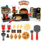 deAO Pretend Play Store Coffee Playset Kids Coffee Maker Play Set Pizzas Shop with Cash Register 30pcs STEM Toy for Kids Great P