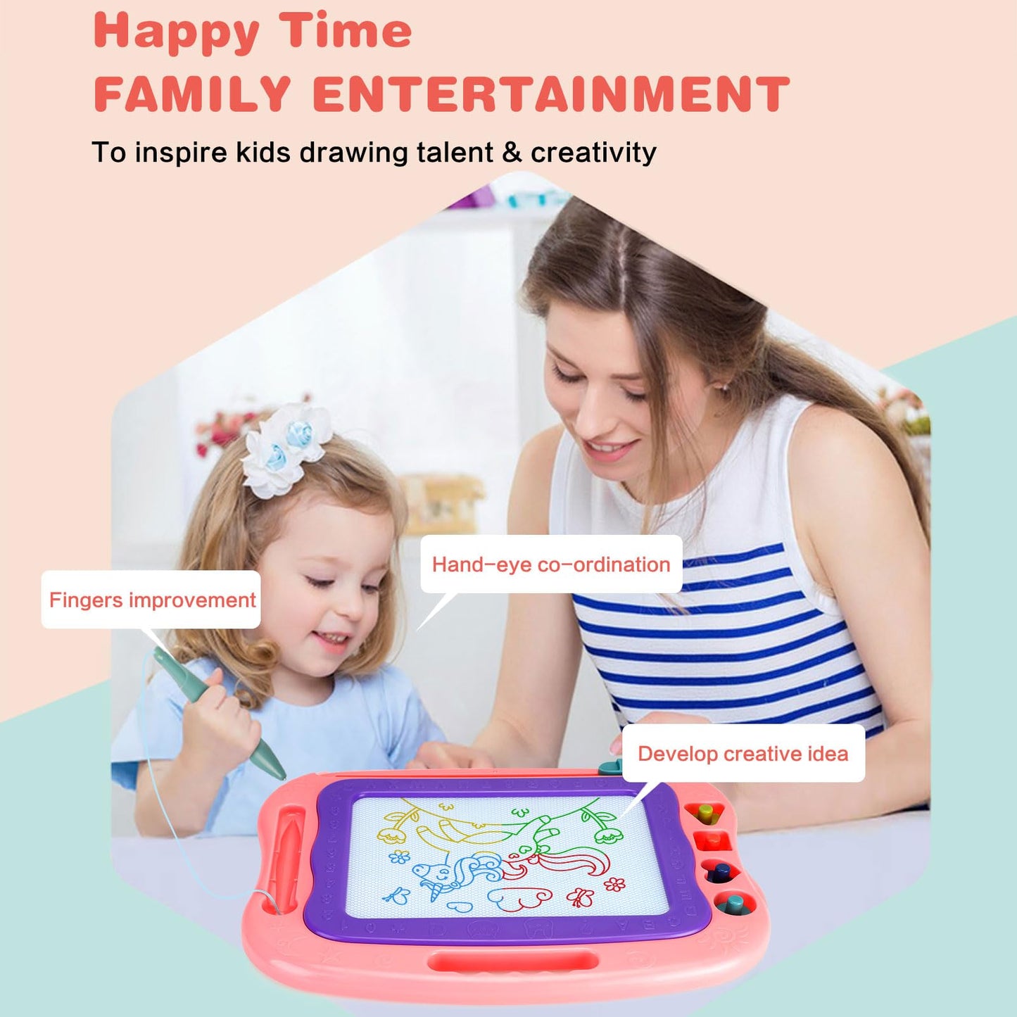 Wellchild Magnetic Drawing Board - Large Plastic Doodle Pad for Kids, A-purple, Ideal Toddler Toy for 3-Year-Olds, Perfect Gift for Any Occasion
